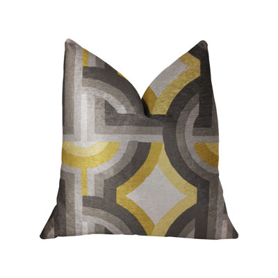 Plutus Delightful Chain Yellow, Beige and Grey Luxury Throw Pillow