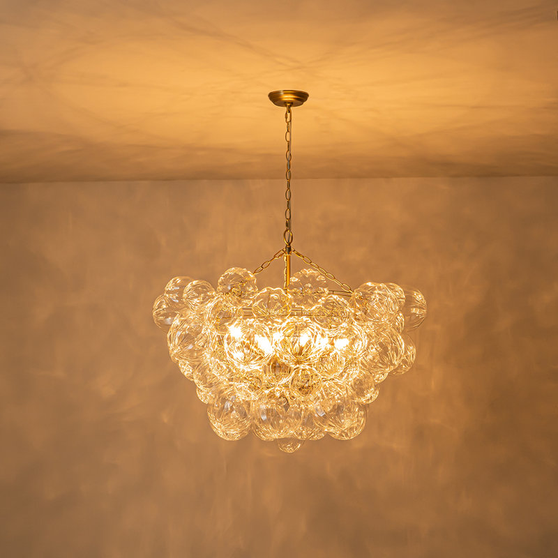 Jibley 8 - Light Textured Glass Bubble Chandelier