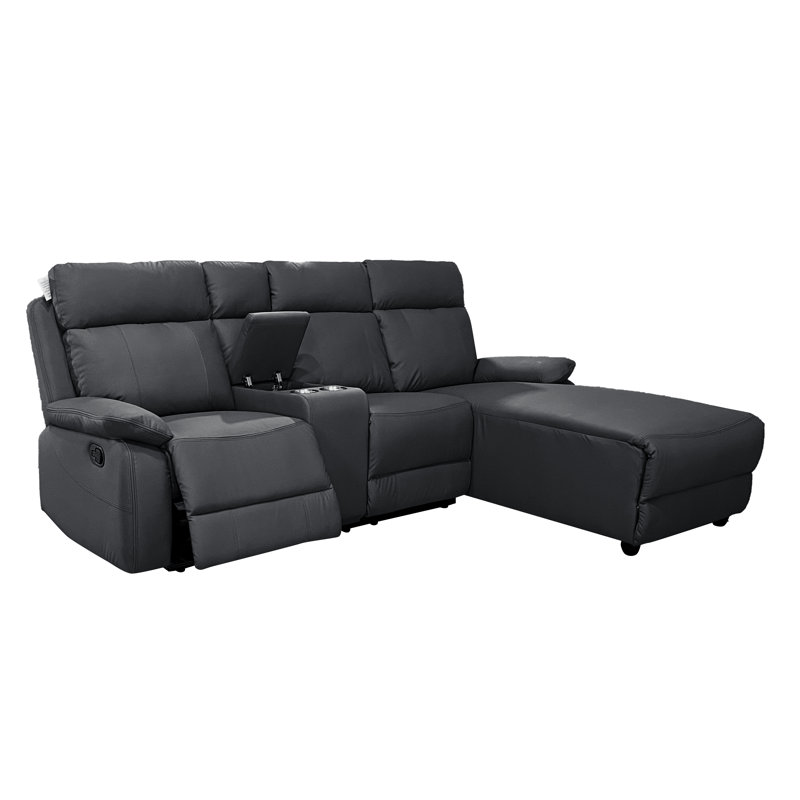 4 Seater Leather Sofa, Black