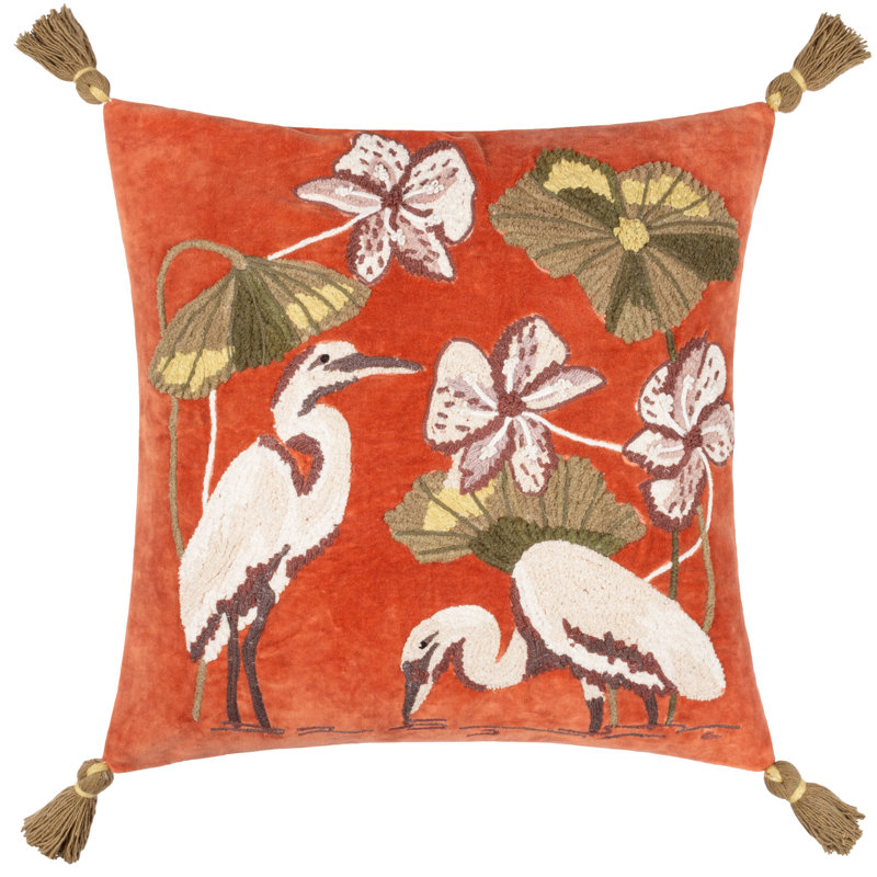 Kushiro Floral Orange Square Cushion