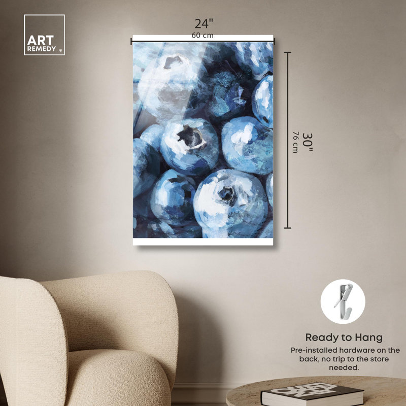 «Blueberries in Summer Blue», reproduction acrylique par Art Remedy, H 30 po x l 24 po