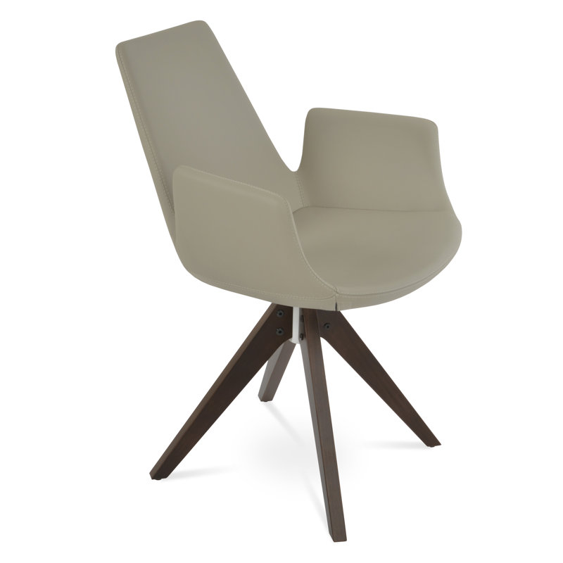 Chaise en bois pyramidal eiffel accoudoirs, Similicuir os
