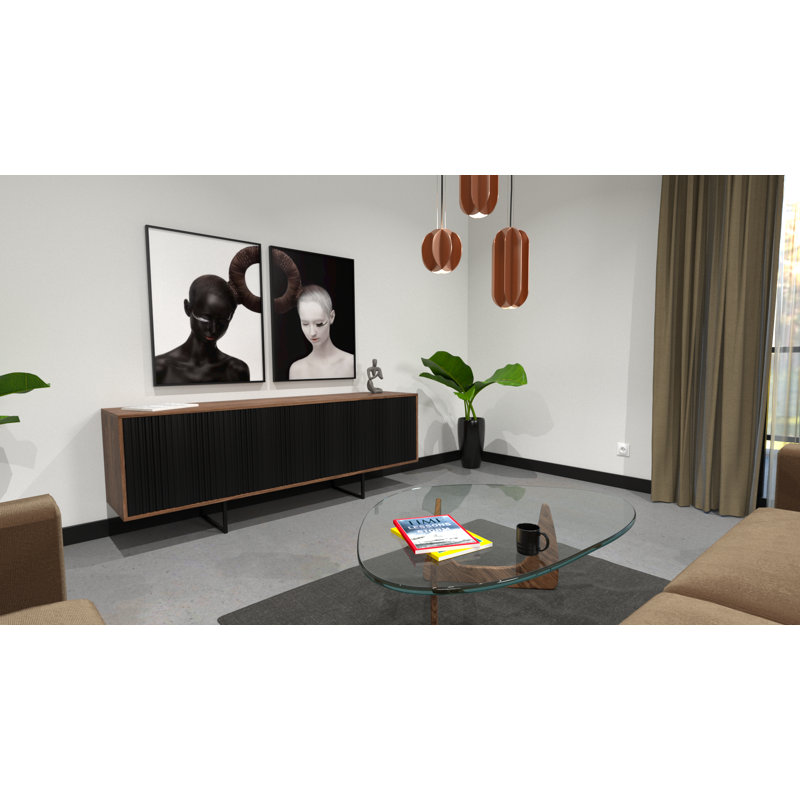 Largo 204cm Sideboard, Black/Brown
