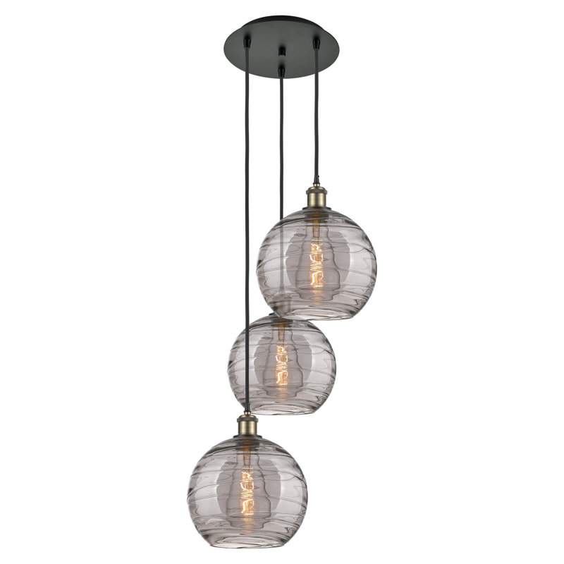 Luminaire suspendu 3 lumières Ellington, H 35,63 po x l 16,5 po x P 16,5 po, Laiton antique noir