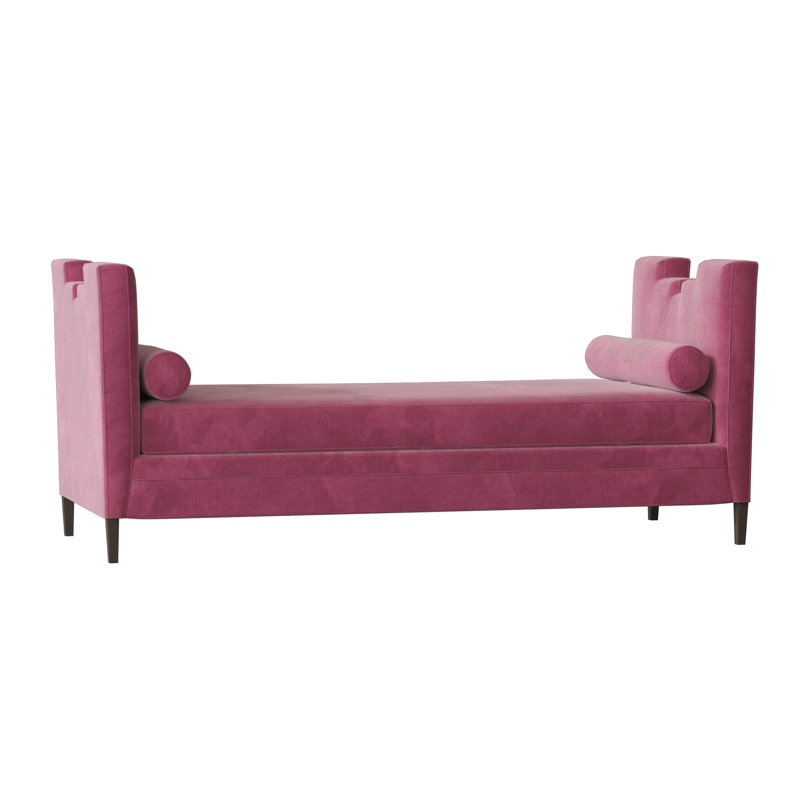 Banc rembourré Ida, Fuchsia Savona, Brun acajou
