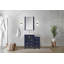 Ensemble de meuble-lavabo simple en L x P 1 avec ensemble latéral, comptoir en céramique et robinet
