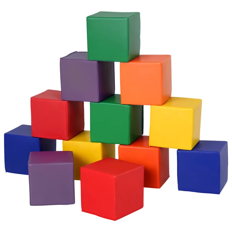 Blocs d'empilage en mousse multicolores, dimensions de 7,75 po, 12 à 36 mois, faciles à nettoyer, laissez glisser et explorer des blocs de construction doux pour les plus petits, pièce, couleur, favorisant l'apprentissage