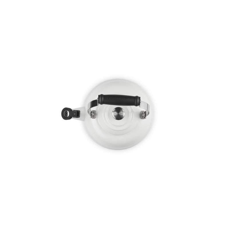 1.7 Qt White Enamel Steel Whistling Tea Kettle
