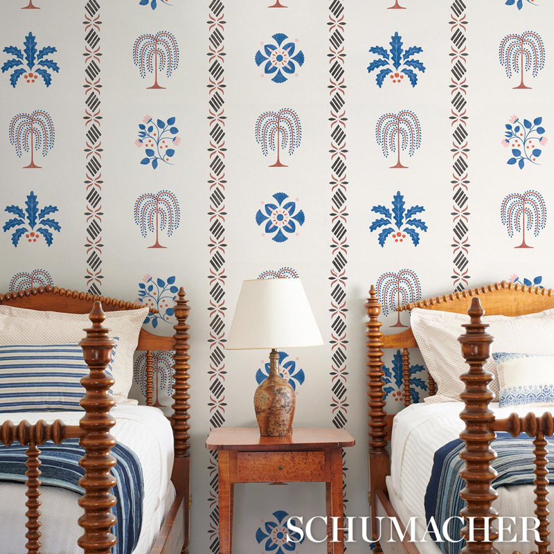 Willard House Stencil Wallpaper, Blue