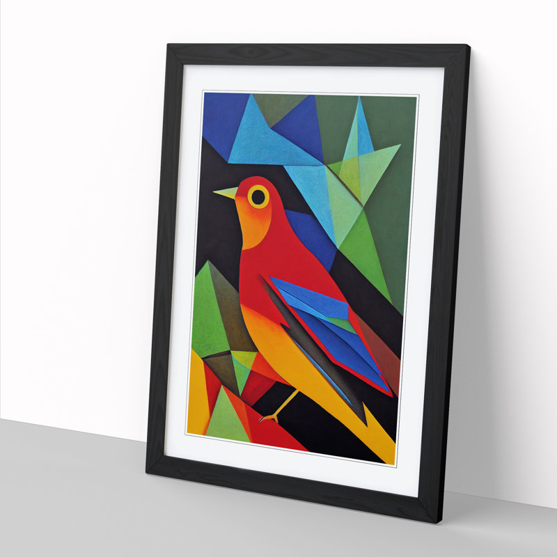 Karlshamn Robin Bird Abstract Vol.7 1 Piece Wall Art, 34cm H x 25cm W x 2cm D, Black