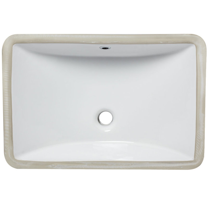 Rectangular White Ceramic Undermount Bathroom Sink