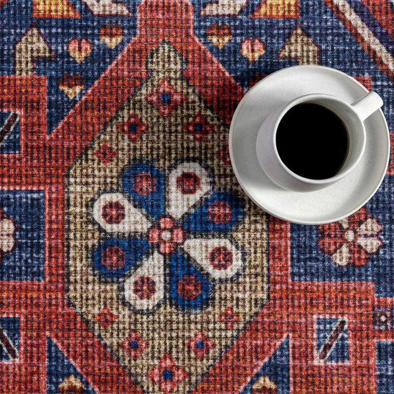 Nantale Medallion Machine Washable Area Rug, Rectangle 3' x 5'