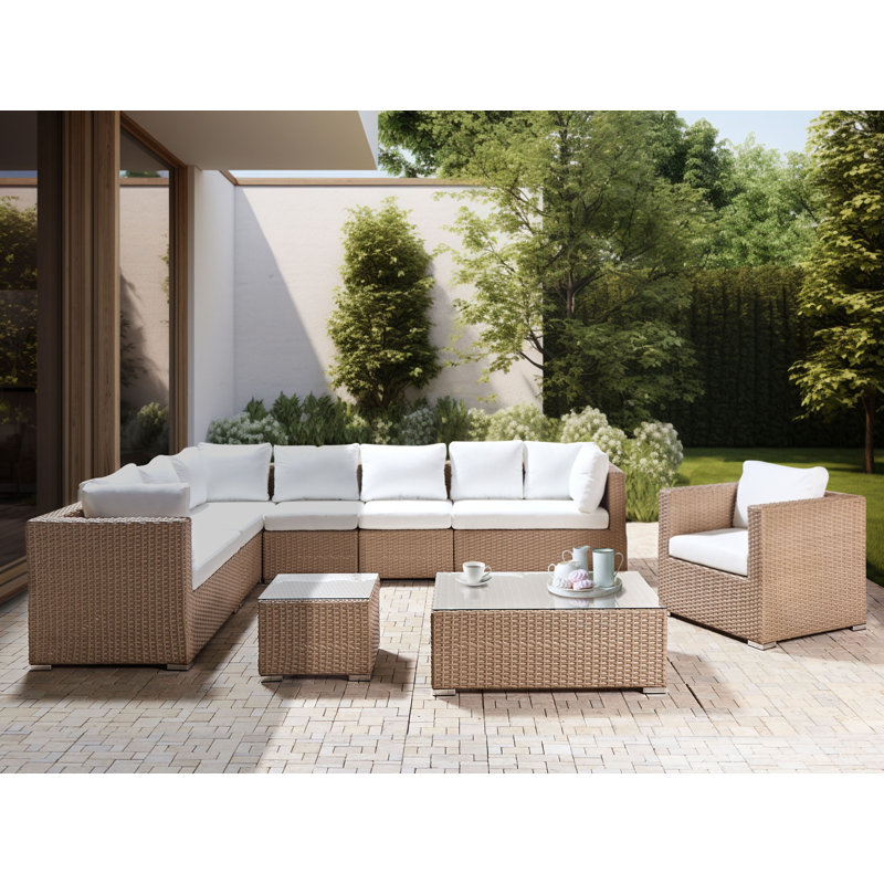 Neshama 8 Seater Modular Garden Lounge Set in Sand Beige