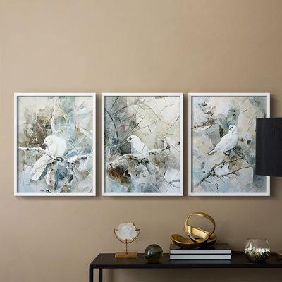 Aviary Study  Series  IX  -Set Of 3 Framed Giclee Prints -Ready to Hang