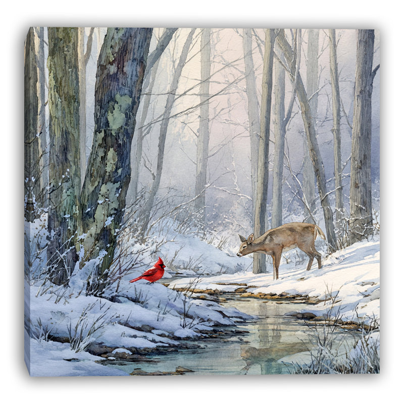 Art mural sur toile «Whispering Pines Winter», H 30 po x l 30 po