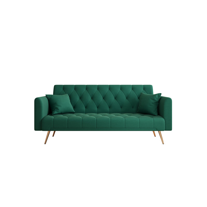 71 Inch Convertible Love Seat Sofa, Green