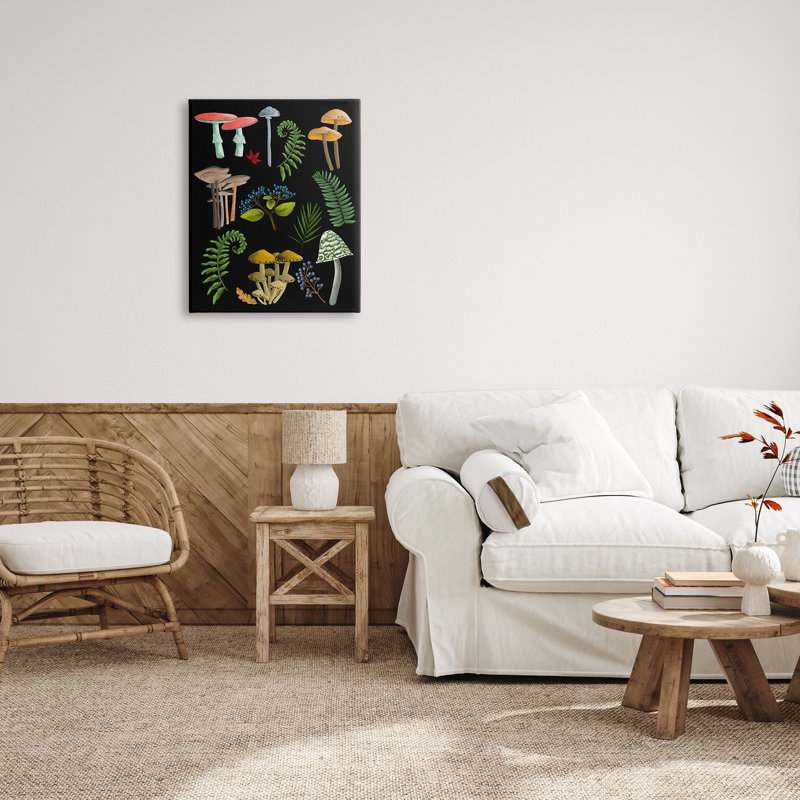 Forêt de champignons et de plantes sur toile par Regina Moore, H 30 po x l 24 po x P 1,5 po