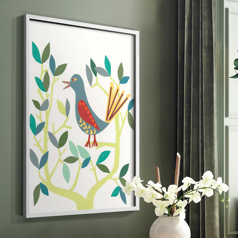 Reproduction encadrée Whitty Bird IV - bois massif, Blanc, H 28 po x l 22 po