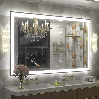 Aevar UL Certified Front & Back LED Anti-Fog Tempered Glass Framed Bathroom/Vanity Mirror with 3-Year Warranty