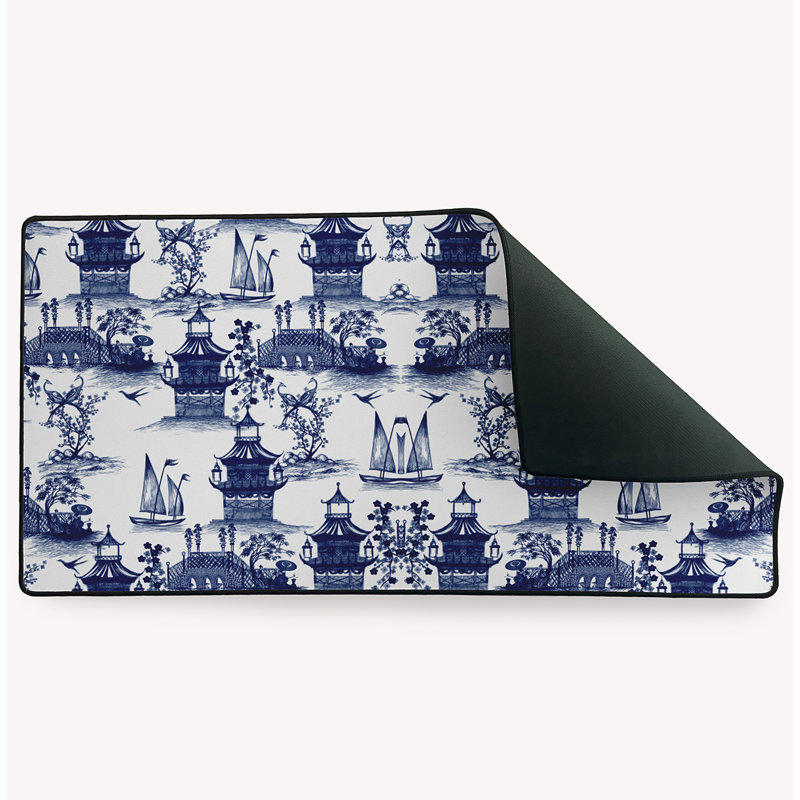 Grand sous-main Zaiden, Porcelaine bleue