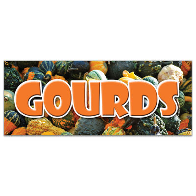 GOURDS BANNER SIGN halloween pumpkins squash colorful decorative ornamental