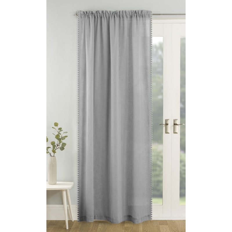 Caletha Semi Sheer Curtain Single Panel, Grey, Width 140 x Drop 137 cm