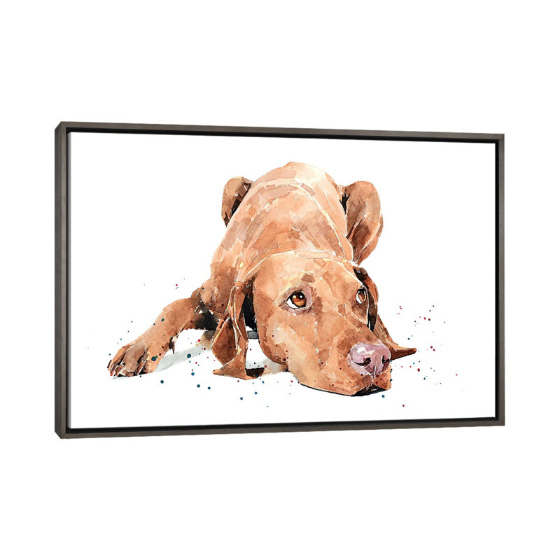 «Vizsla Calm Before the Storm» par EdsWatercolours - impression, H 18 po x l 26 po x P 1,5 po, Pas de tapis