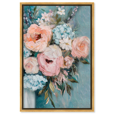 «Teal Elegant Bouquet Vase II», art floral pastel par Dakota Fields