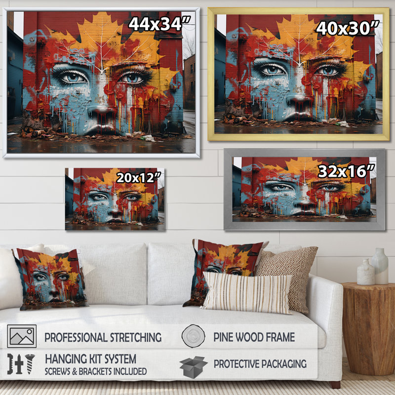 Toronto Urban Graffiti II, reproduction d'art sur toile, Encadrement doré, H 24 po x l 32 po x P 1 po