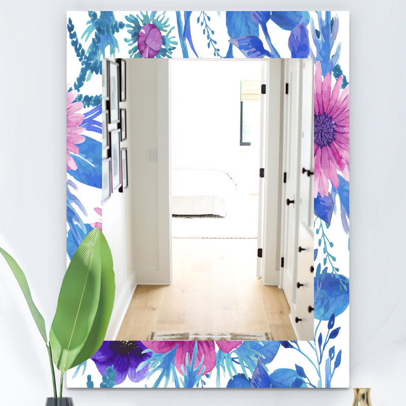 Miroir décoratif traditionnel fleuri, H 24 po x l 32 po x P 0,24 po