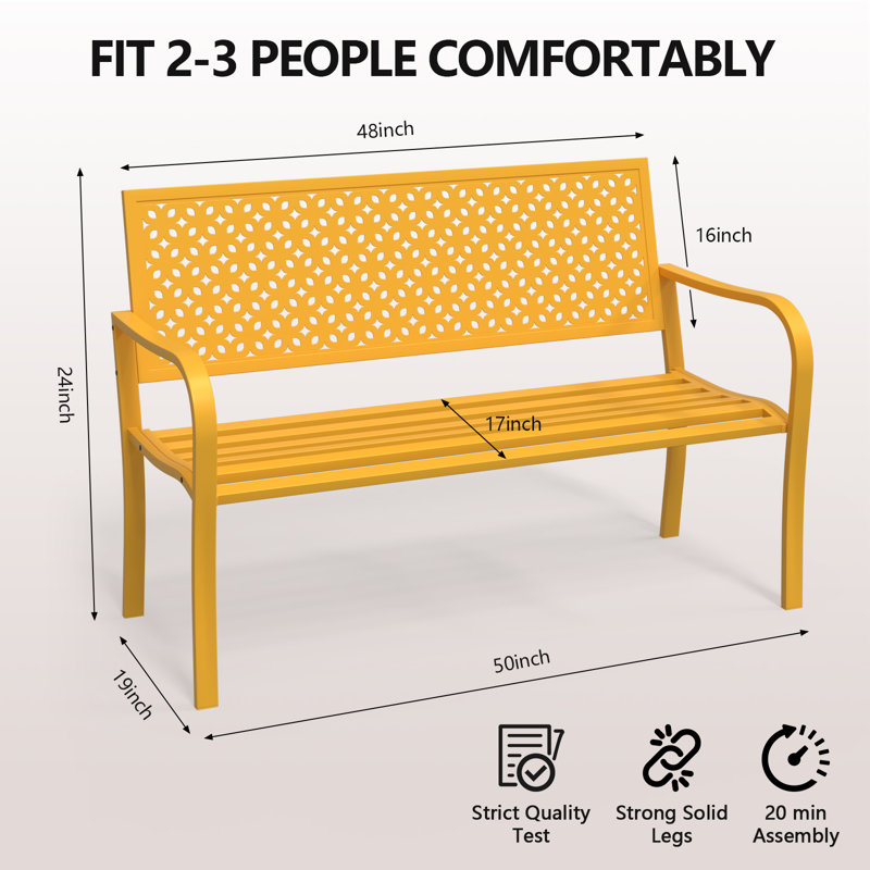 Banc d'extérieur classique en métal (jaune), Jaune