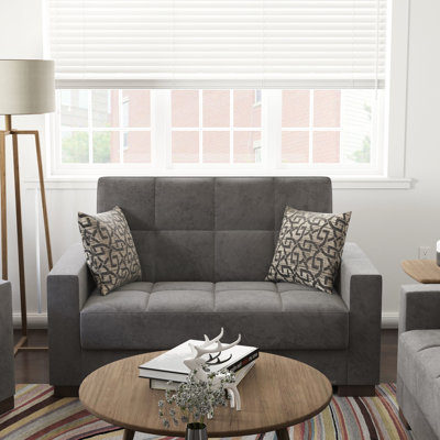 Avec rangement en microfibre grise - Confortable pour les espaces de divertissement convertible pour une utilisation à long terme