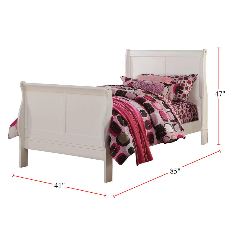 Bulera Sleigh Bed, White, Twin