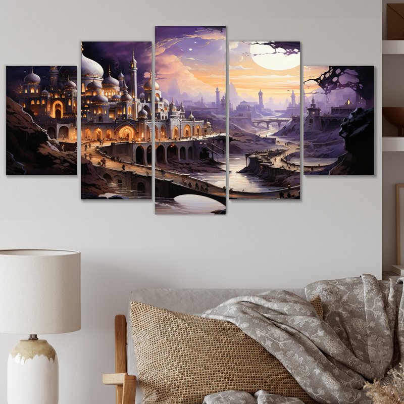  «L'art de l'Islam le Sacré II», reproduction sur toile - 5 panneaux