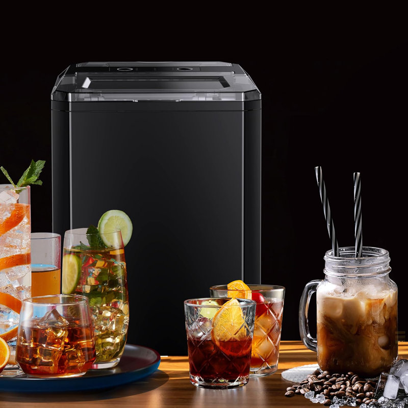 26lbs Countertop Bullet-Shape Ice Maker, 9 Cubes Make in 6 Mins, 2 Sizes of Bullet Ice