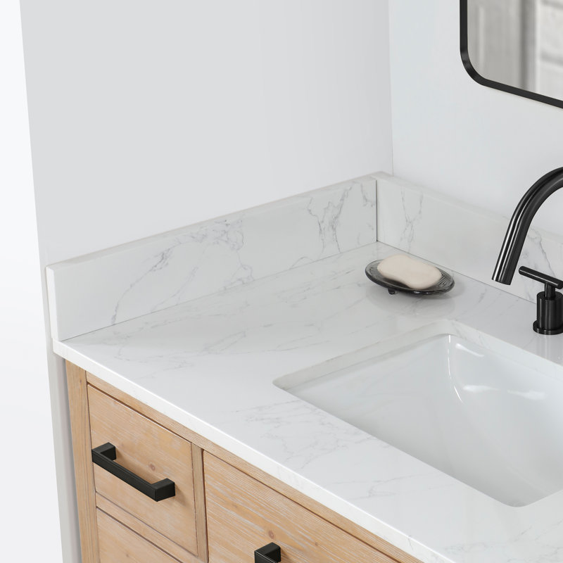 Meuble-lavabo en pierre reconstituée blanc grain Altair