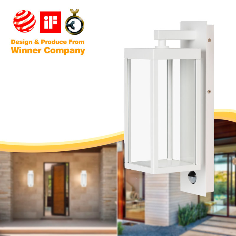 2-Pack PIR Sensor Outdoor Wall Sconce Exterior IP54 Waterproof Motion Sensor Modern Wall Light, White