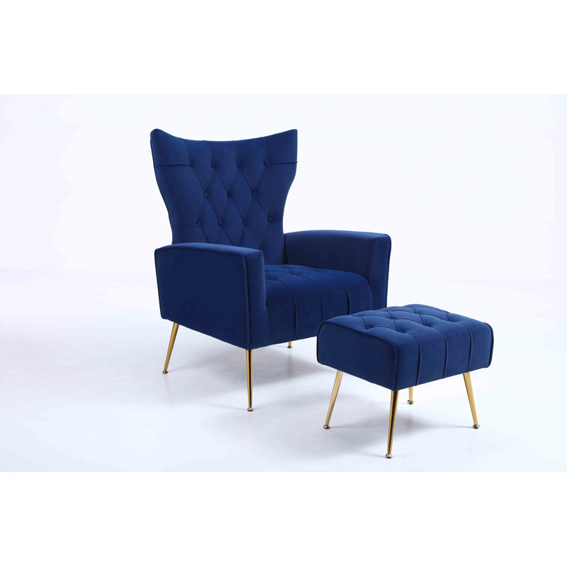 Fauteuil d'appoint avec repose-pieds Wickham Polperro, Bleu