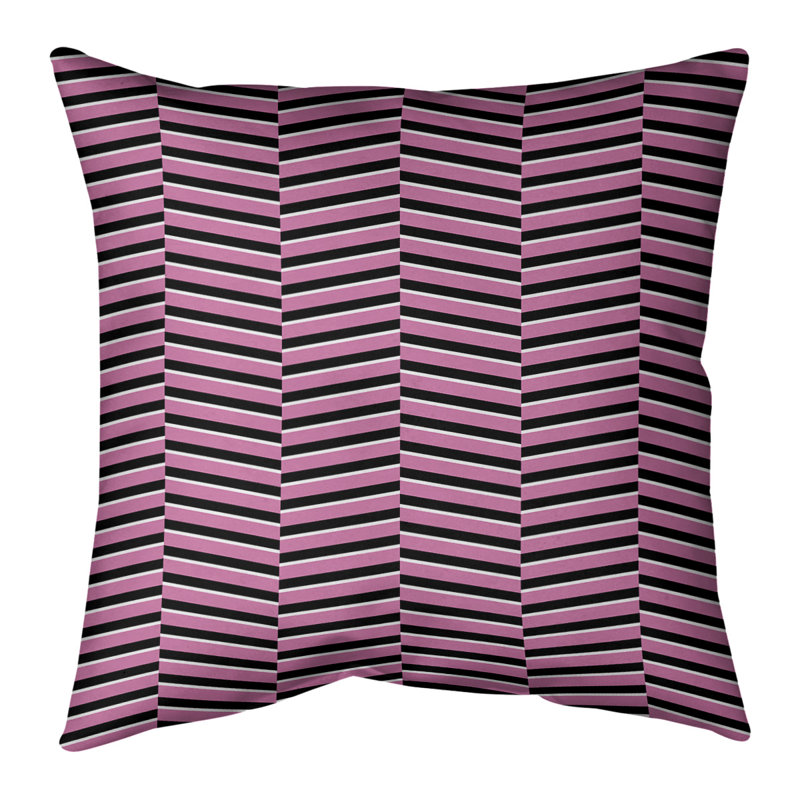 Coussin Fractured Stripes, H 14 po x l 14 po, Duvet synthétique, Rose