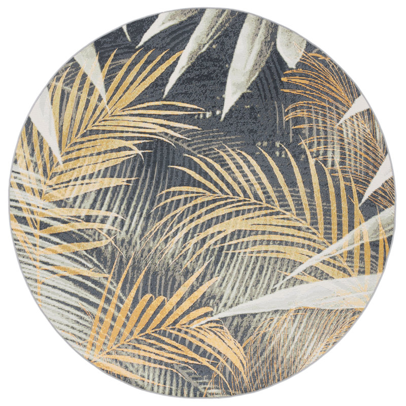 Barbados 500 Performance Floral Indoor/Outdoor Area Rug, Round 6'6"