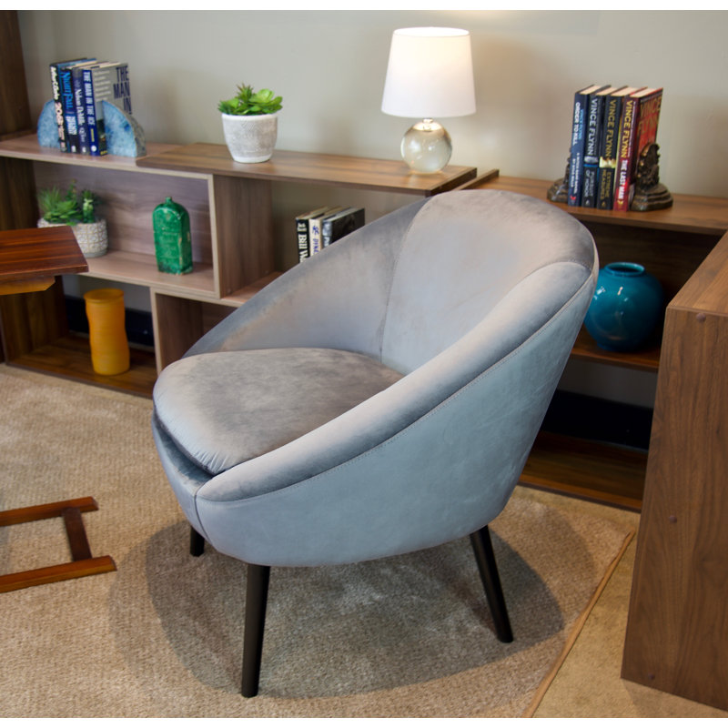 Velvet Barrel Chair, Grey