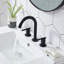 Robinet de lavabo de salle de bain noir à entraxe de 8 pouces pour 3 trous avec bonde escamotable-91260704