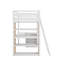 Lit mezzanine simple avec échelle, tablettes et bureau