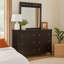Commode Con large avec miroir large, 6 tiroirs, bois brun