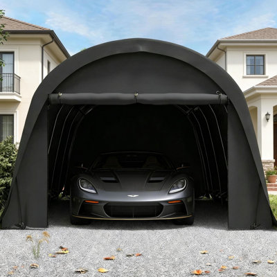 Abri d'auto multiusage portatif 12 X 23,6 pi avec tubes en acier galvanisé et piquets en spirale à cadre prolongé 9,8 po Upf50 + Pe