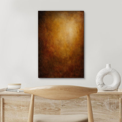 Warm Brown Abstract Misty Art – Pictures Framed Canvas Print Wall Art