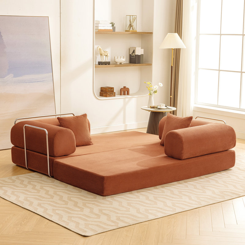 Foldable 3-Person Fabric Sofa Bed - High Rebound Sponge