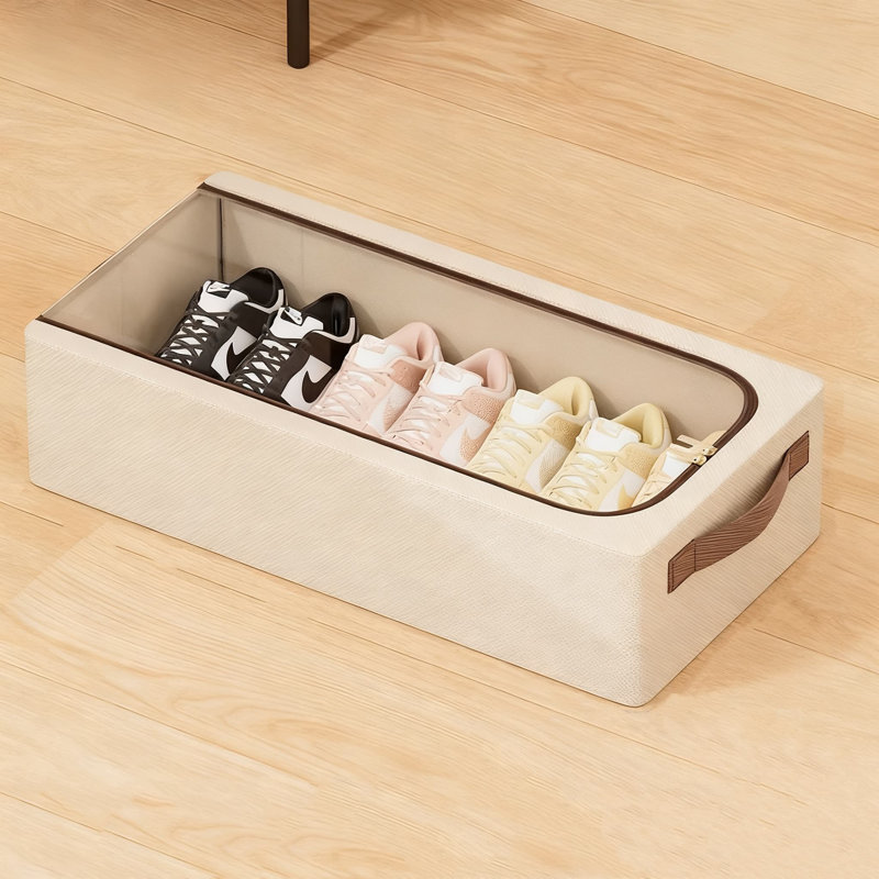 23.62Inch Heavy-Duty Oxford Fabric Underbed Storage Box With Clear Top And Double Zipper - Large Capacity Organizer For Shoes, Clothes, Toys, Books - Durable, Dustproof & Moisture-Resistant