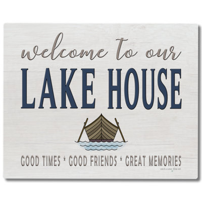 Lake House Welcome Tempered Glass Cutting Board 12" x 15"