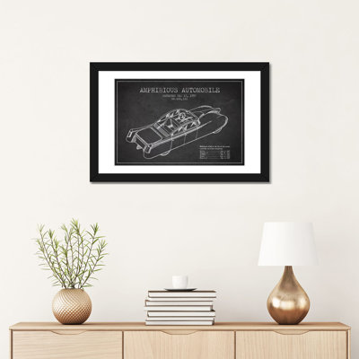 « amphibious automobile, croquis brevet croquis i », impression sur toile gris anthracite